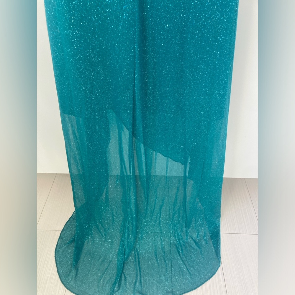 Ruby Rox Green Shimmer Strapless Evening High Low… - image 6